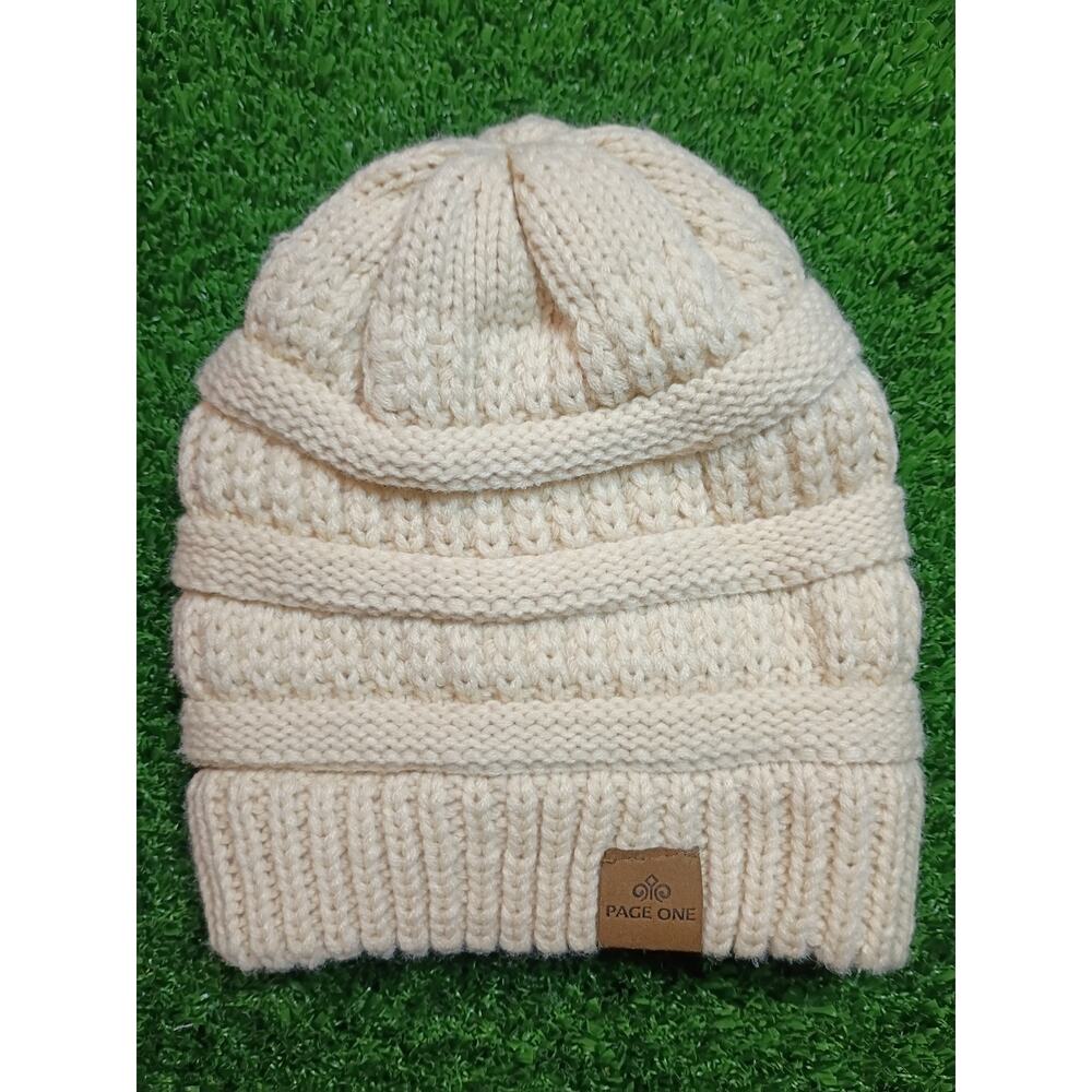 PAGE ONE Cream Cable-Knit Beanie - New & Stylish!